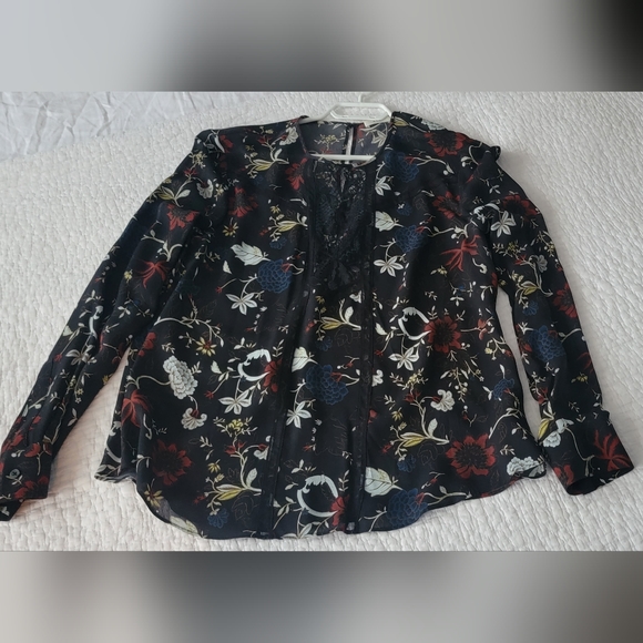 A.L.C. Silk Top with Lace Inlay Size 10 - Picture 2 of 7